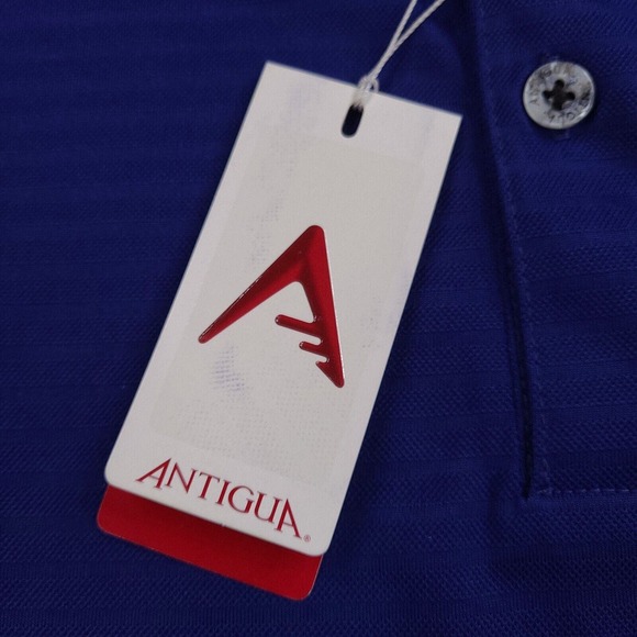 Antigua Polo Shirt Mens Size XL Blue Striped Famous And Hated Bulldog Embroidery - Picture 4 of 15